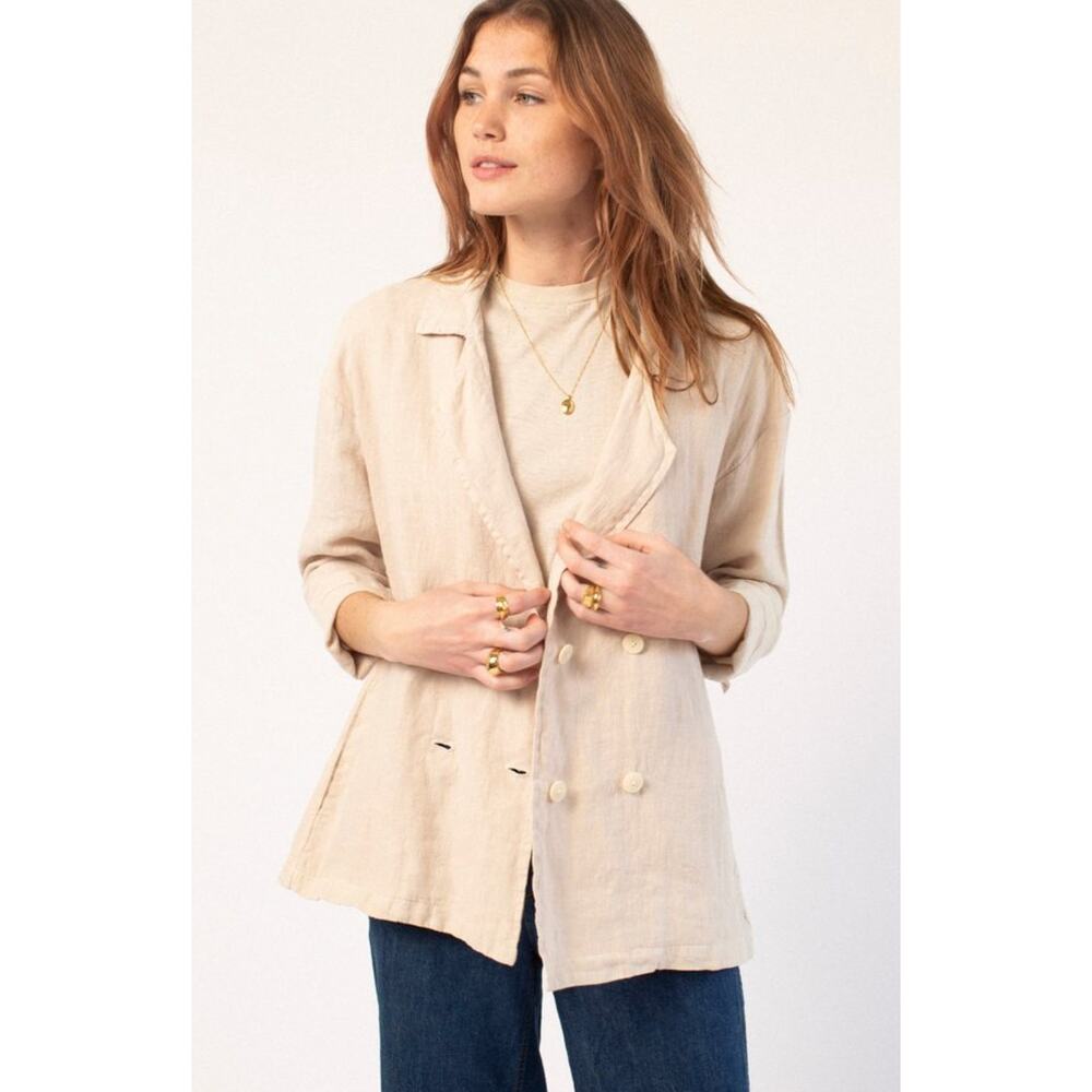 NWT Esby Beige Dune Paloma Linen Blazer Size Large